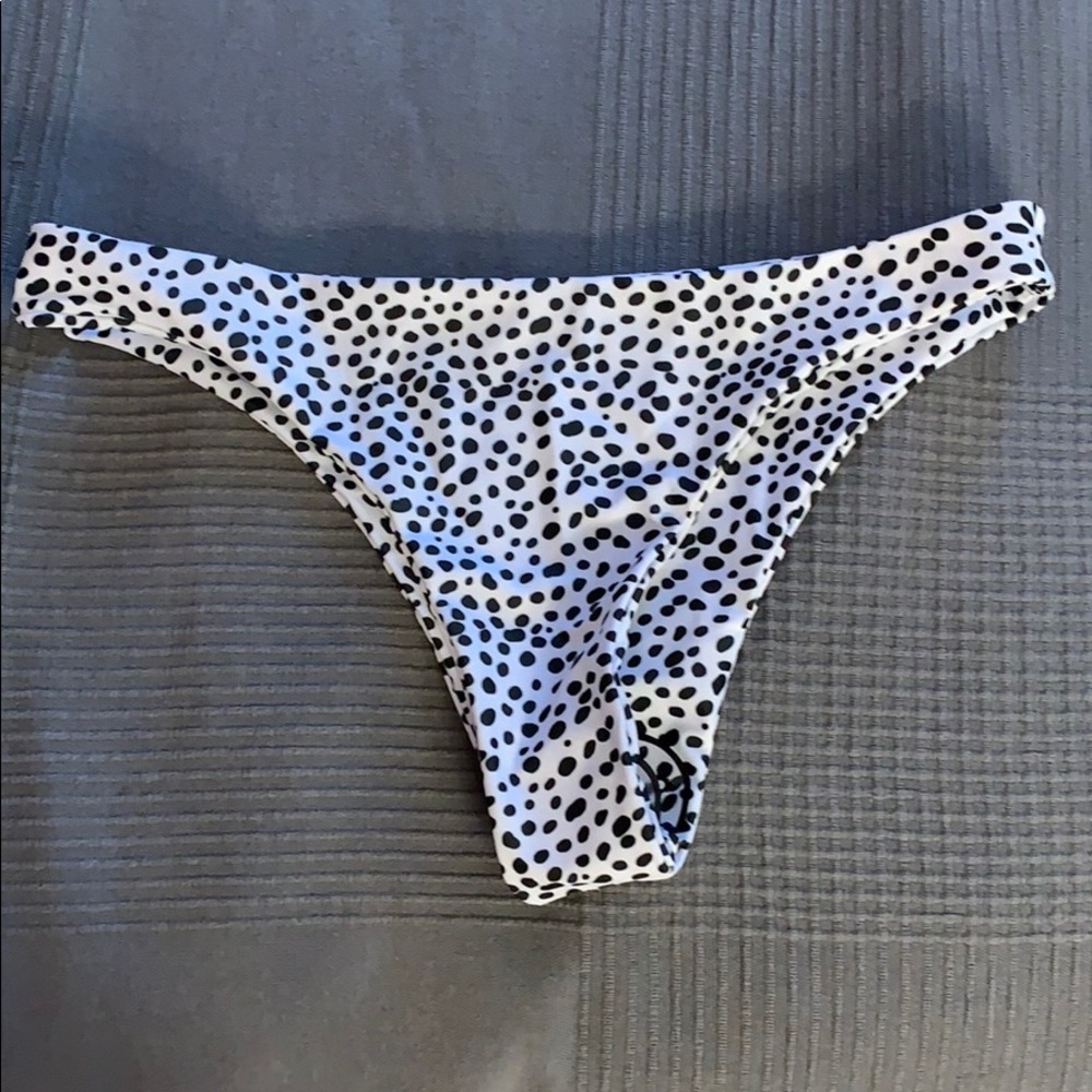 Black and white polka dot bikini bottom